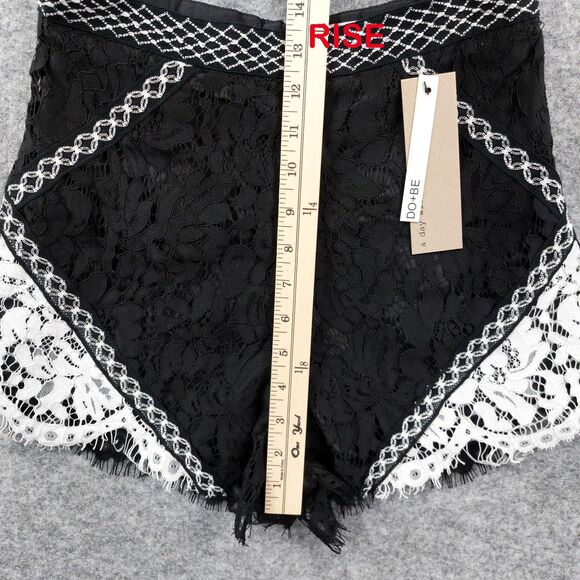 DO+BE Lace Shorts Womens Small Black White Scallop Hem High Rise Lined New - Picture 7 of 11